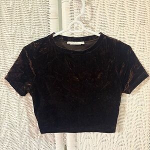 Brown crushed velvet crop top
